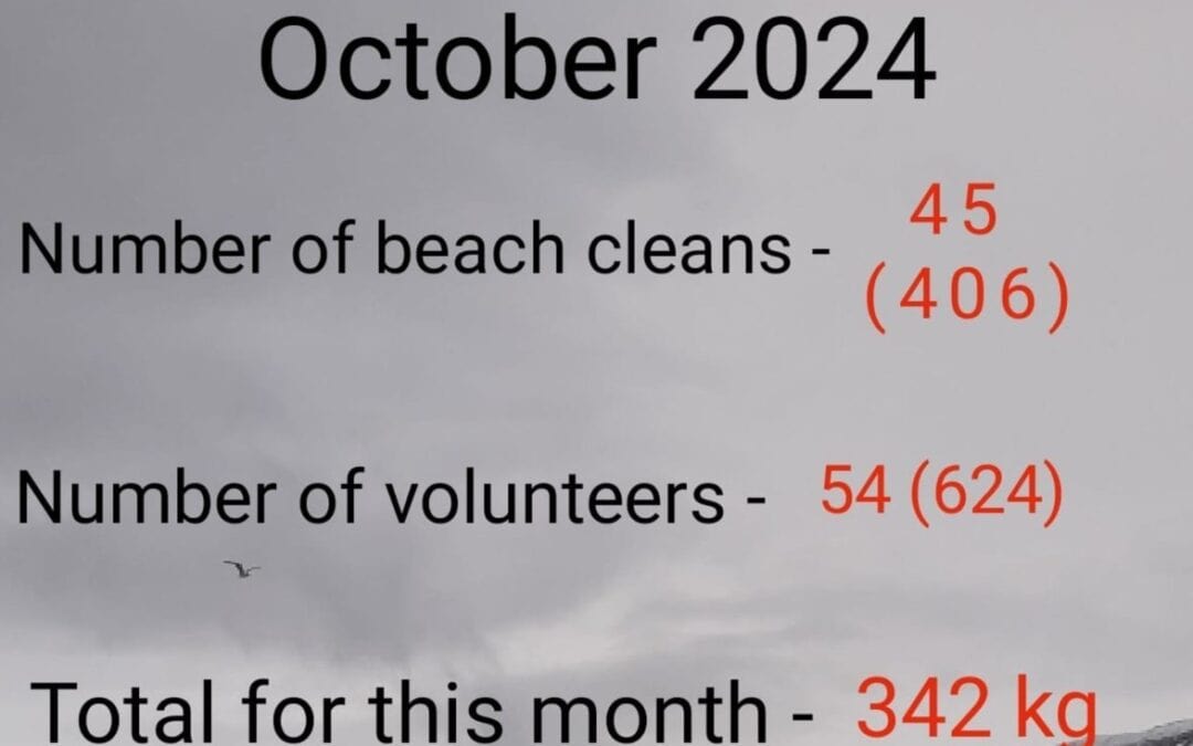 October 2024 beech clean totals by the NW Highland Beach Clean Group
